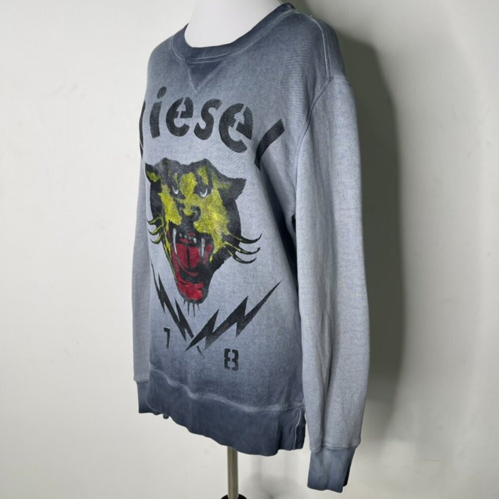 Diesel Women's Crewneck Long Sleeve Graphic Print Tiger Sweatshirt Size Small - Picture 4 of 11